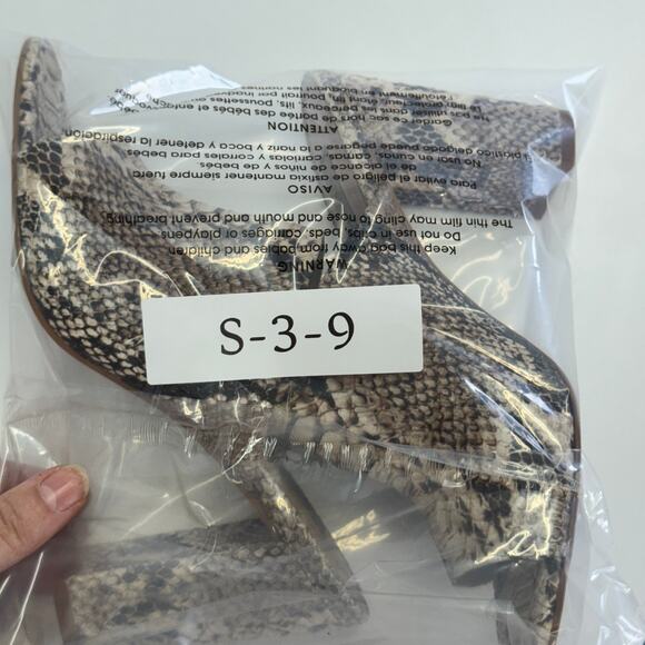 Steve Madden Heels Womens 7 Black Snake Print Esmerelda Black Open Toe Shoes - Picture 9 of 9